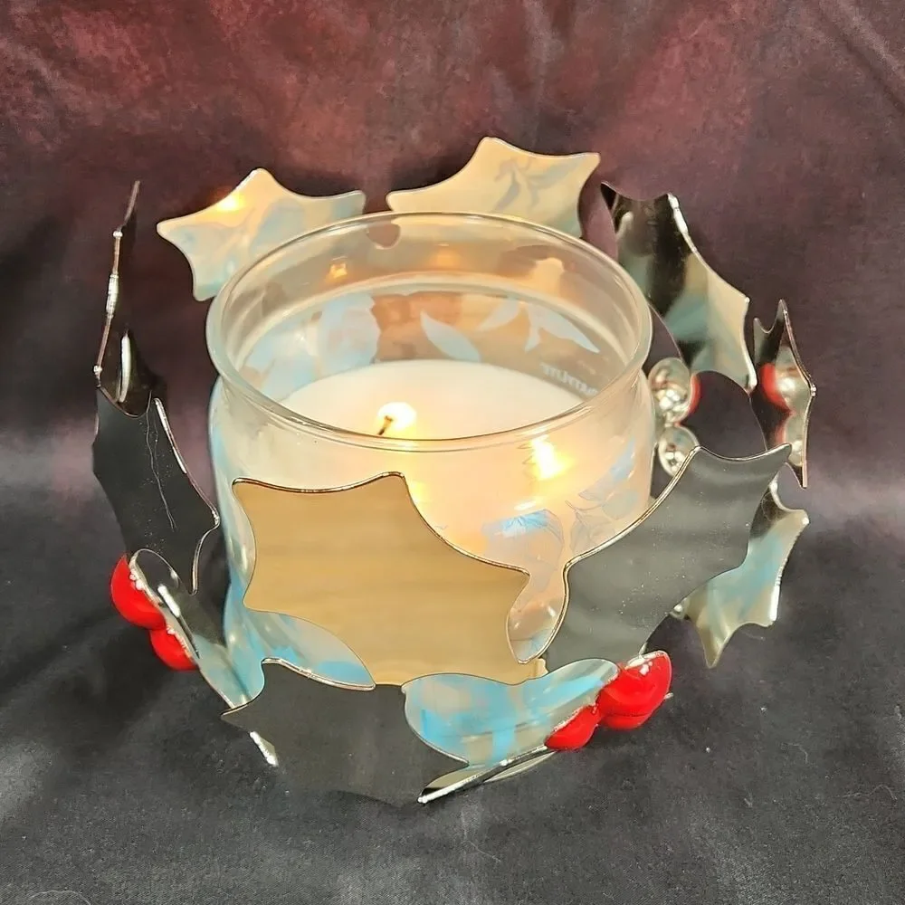 🩵NIB Partylite Silver Modern Holly Jar Candle Holder